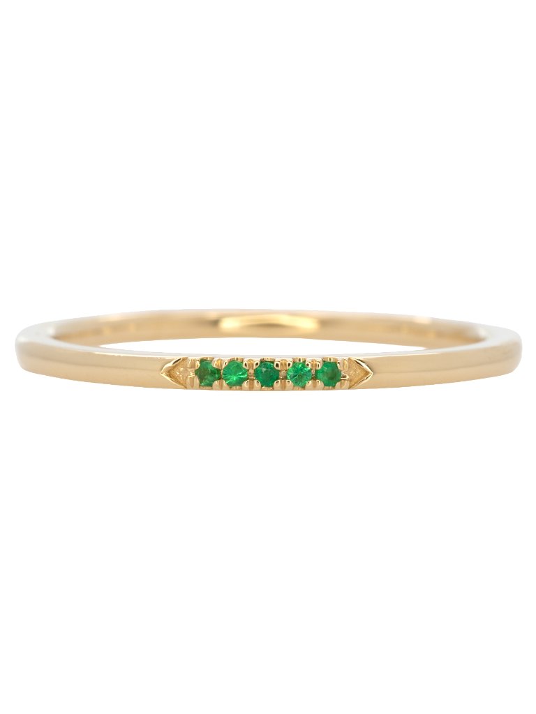 Tsavorite Garnet Band Dainty 14k Yellow Gold Stackable Band